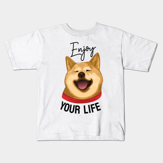 Dog Akita Inu Kids T-Shirt by Dojaja